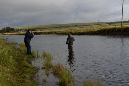 David with camera in hand as we connect with our first Salmon of the trip! 
The Ferrari MacNab just needs Dom to latch into a fish now!!