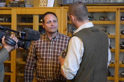 Our good pal James Norris explaining just what it is like to connect with a Salmon. John Norris provided Dom with all the gear to help with the MacNab, his shop and enthusiasm is second to none.